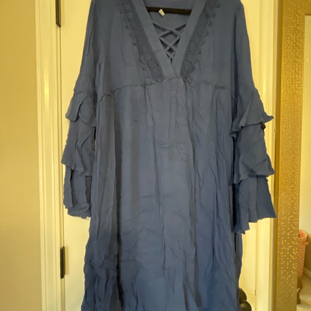 Elegant Blue Long Sleeve Dress